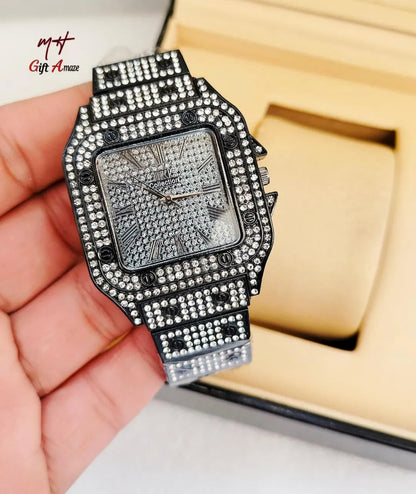 Luxury Rhinestone Gold Watch for Women Men